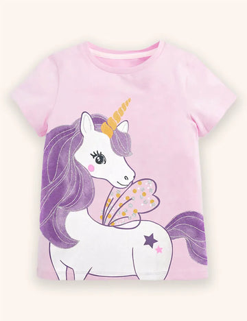 Unicorn Applique  T-shirt Set